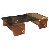Brown Smoked Glass and Lucite Coffee Table