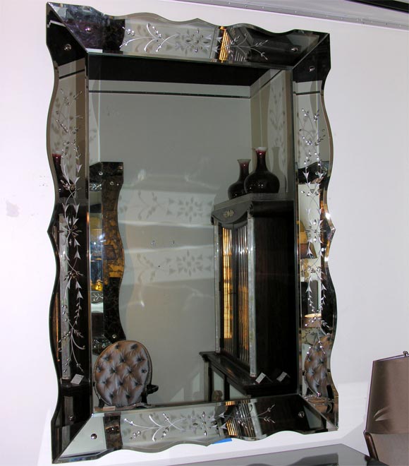 1940's Hand Beveled Hollywood Mirror