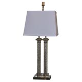 !930's Crystal and Glass Double Column Lamp