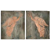 Pair 19th Century  Sculptures on Wood Panels