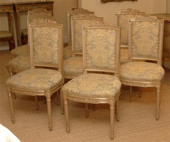 Set of Eight Early 20th Century Louis X V I Style Dining Chairs