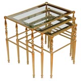 Set of Brass and Mirrored Nesting Tables