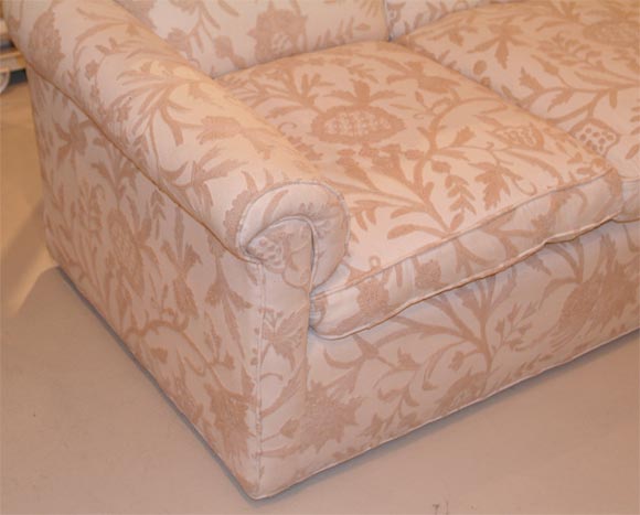 American Samuel Marx Sofa in Original Crewel Work Fabric-Rosenthal Estate For Sale