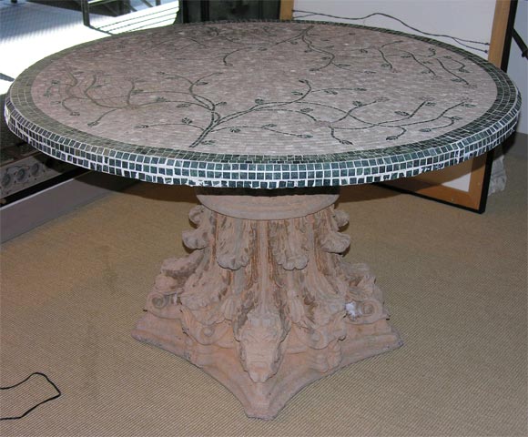 Italian Terracotta and Mosaic Tile Garden Table