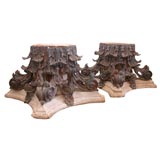 C. 1870 Wood Capitals with Iron Acantus Leaves