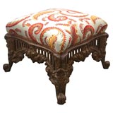 C.1900 Iron Stool Covered in Gorgeous Silk