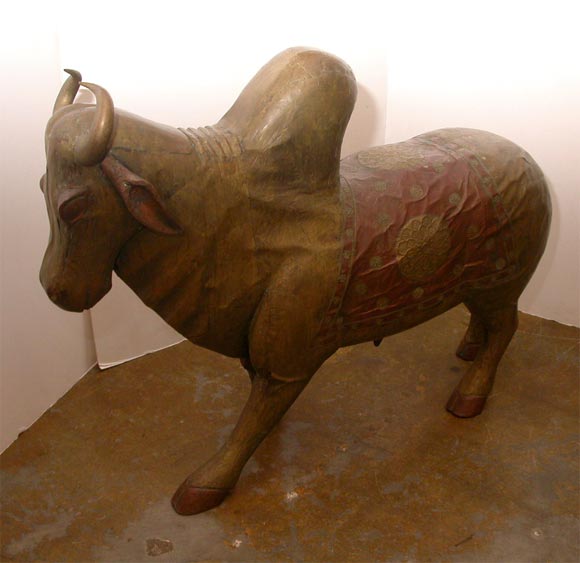 Wooden Sculpture Hand Clad in Copper and Brass of Indian Ox