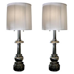 Monumental Pair of Stiffel Lotus Form Table Lamps