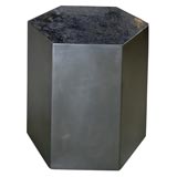 Vintage Stainless Steel and Blue Granite Pedestal Table