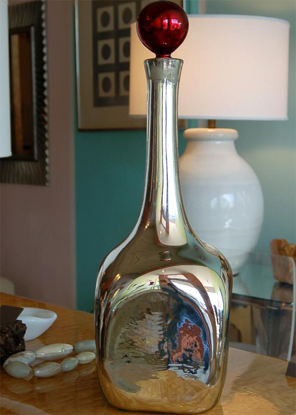 Over-scaled Mercury Glass Bottle with Stopper