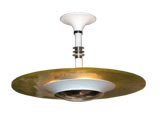Nickeled Bronze and St. Gobain Glass Disc Chandelier