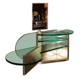 Antique DIM Plate Glass and Silvered Wood Vanity