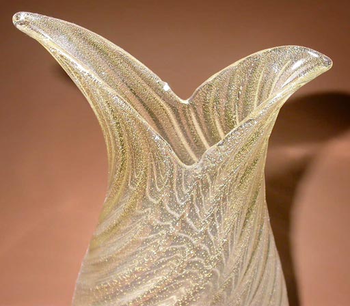 Italian Barovier Cordonato Oro Glass Vase For Sale