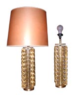 Pair of Barovier Cordonato Oro Table Lamps