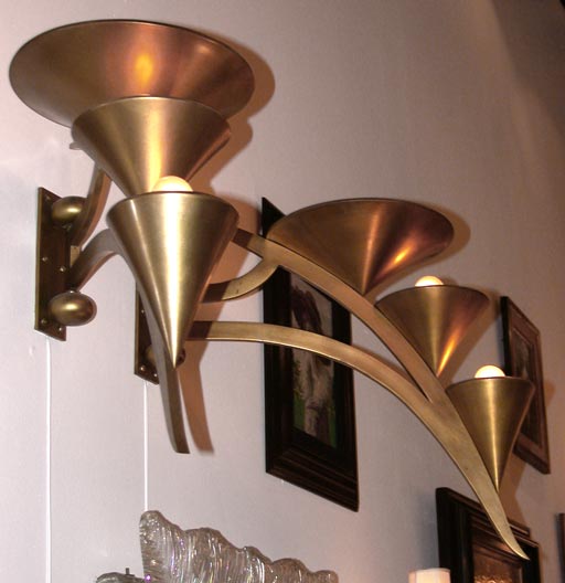 Pair of Bronze Pivoting Arm Sconces