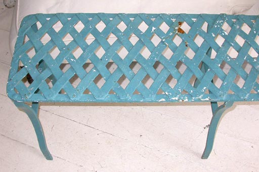 Unusual Long French Lattice Iron Bench