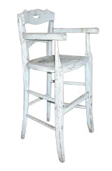 Charming 19th Century High Chair in Original Pale Blue Paint