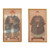 Pair Chinese 19th Century Ancestor Portraits