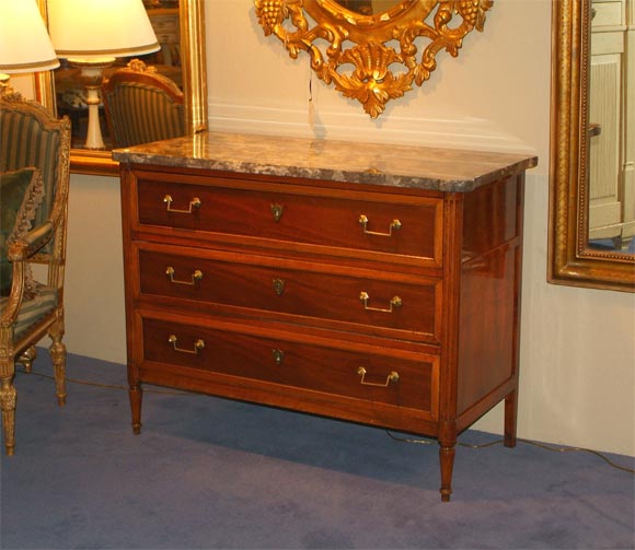 Louis XVI Period Walnut and Mahogany Commode For Sale 1
