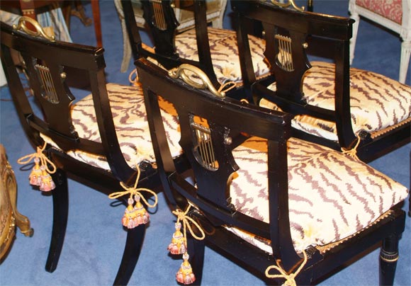 19th Century Set of Four Regency Style Ebonized Side Chairs