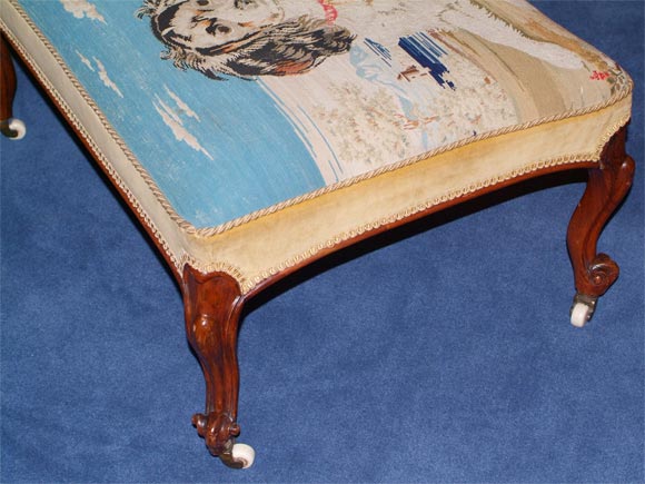 19th Century George II Style Needlework Upholstered Rosewood Ottoman