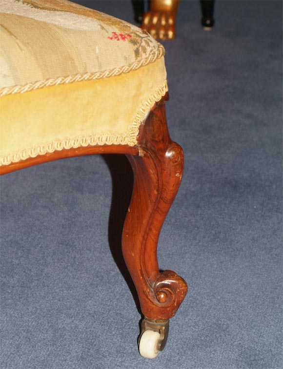 George II Style Needlework Upholstered Rosewood Ottoman 1