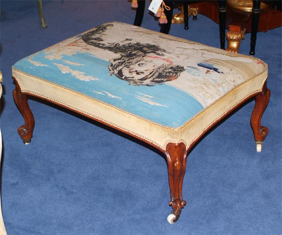 George II Style Needlework Upholstered Rosewood Ottoman 2