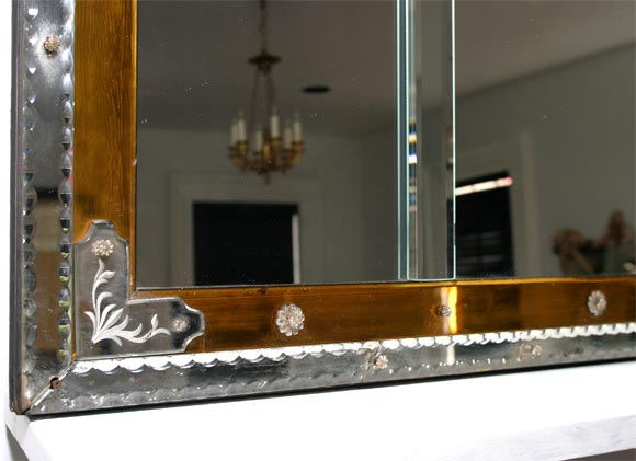 Venetian Overmantel Mirror In Good Condition For Sale In Hudson, NY