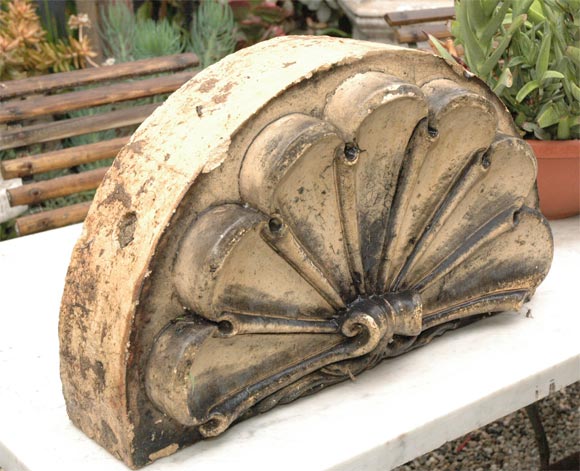 Scrolled fan terra cotta overdoor from late 19th century England. 