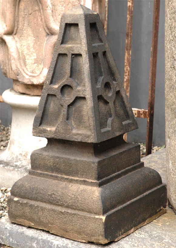 A pair of stone obelisks in Derbyshire stone for home or garden.