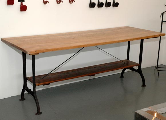 Industrial Oak and Iron Workbench