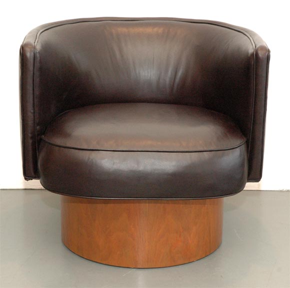 20th Century Vladimir Kagan Leather Swivel Chairs