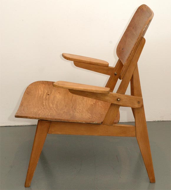 20th Century Rare Oak Chairs in style of Perriand