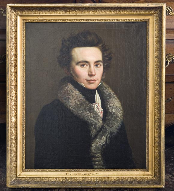 Beautifully rendered oil on canvas of a Russian nobleman in exquisite fur trimmed coat.