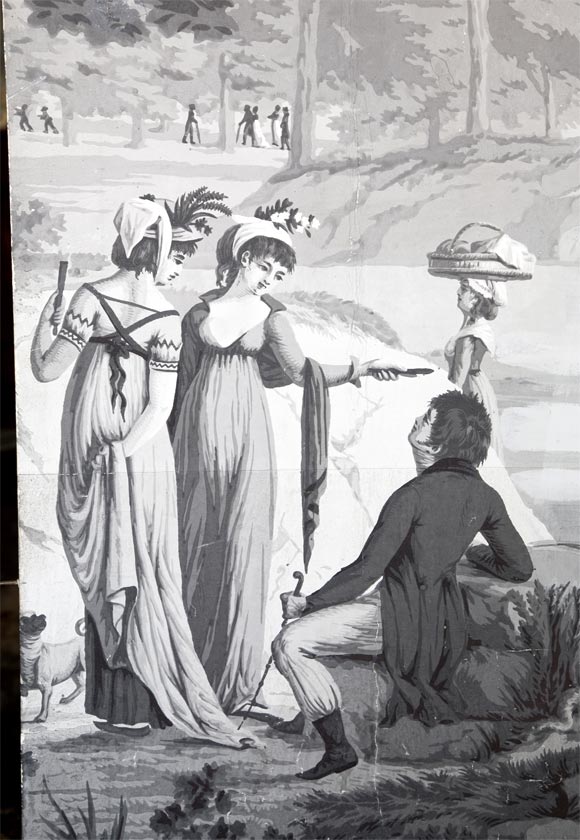 French 19thC Zuber Grisaille Wallpaper Screen