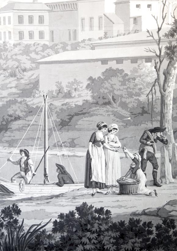 19th Century 19thC Zuber Grisaille Wallpaper Screen