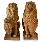 Pair of Terra Cotta Lions
