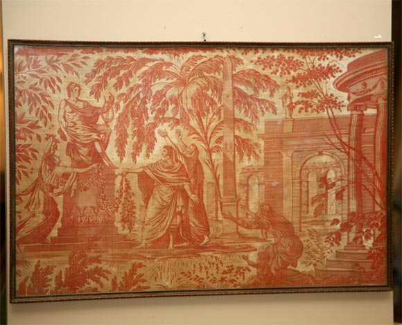 Pair of framed 18c.Toile de Jouey fragments.