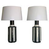 An  Exceptional Pair of Black and White striped 1970s Lamps