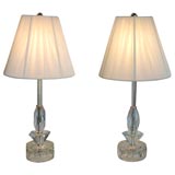 Vintage A Pair of 1940s Glass Boudoir Lamps.