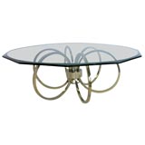 1970s Octagon Glass Coffee Table