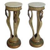 A Pair of Hand Carved  Art Deco Swan Pedestals