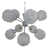 Chrome and Textured Glass Sputnik Chandelier