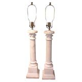 Pair of Classic Marble Column Lamps