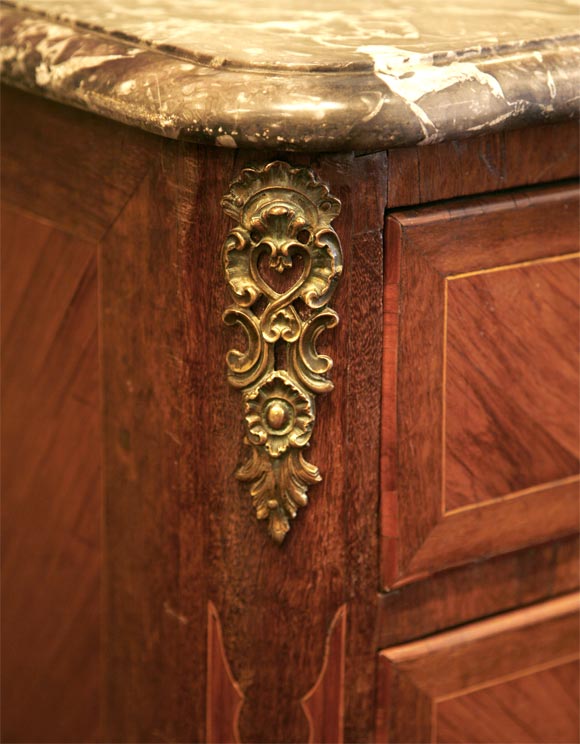 Bronze 18th Century French Marquetry Commode For Sale