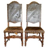 Pair of old Spanish leather chairs
