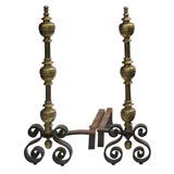 Pair of Stunning Late 18th c. Italian Scroll Base Andirons