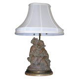 19th Century Terracotta Cherub Figural Lamp
