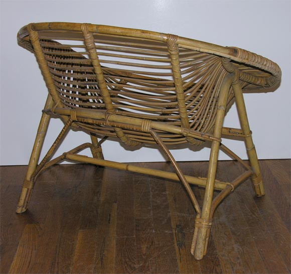French Set of Three Rattan Saucer Chairs by Abraham