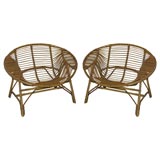 Set of Three Rattan Saucer Chairs by Abraham